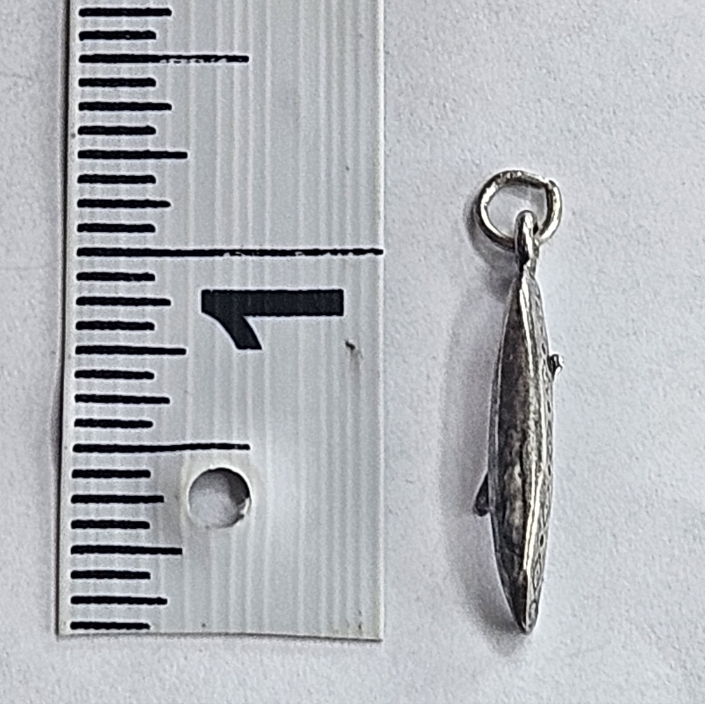 Vintage Native American Navajo Sterling Silver Canoe Pendant Charm - Picture 4 of 4